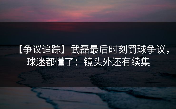 【争议追踪】武磊最后时刻罚球争议，球迷都懂了：镜头外还有续集